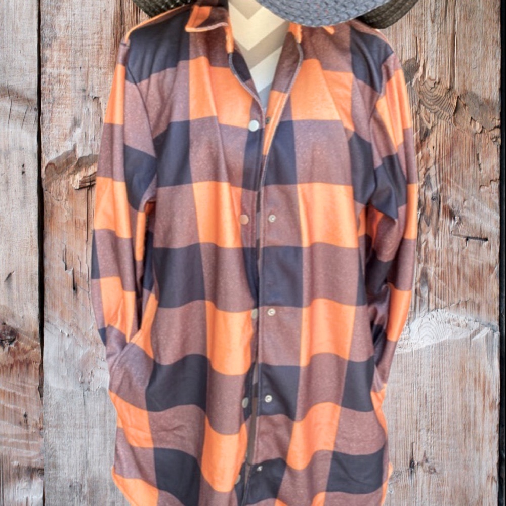 Shacket Plaid long flannel looking jacket with pockets